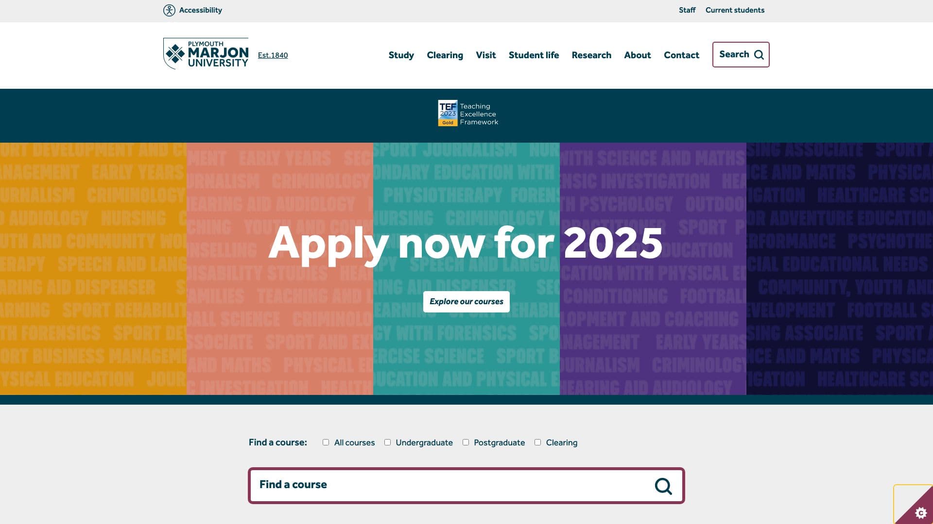 Plymouth Marjon University - Desktop screenshot