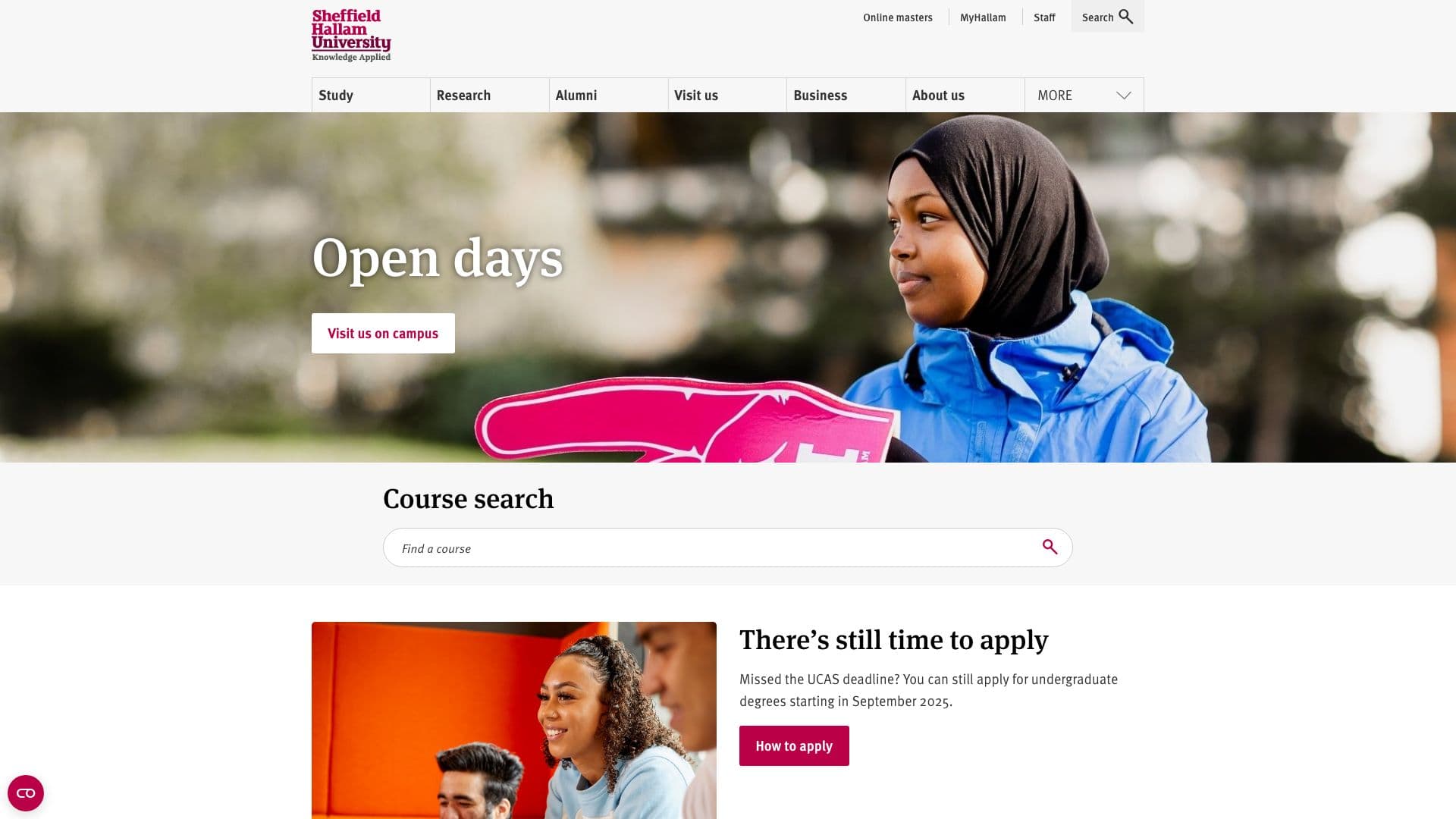 Sheffield Hallam University - Desktop screenshot