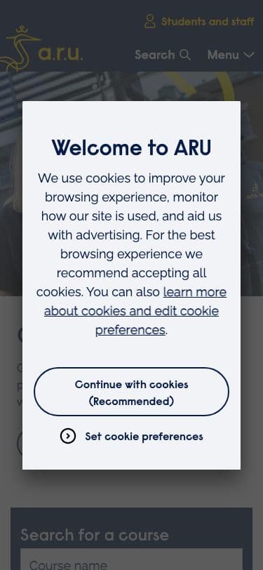 Anglia Ruskin University - Mobile screenshot