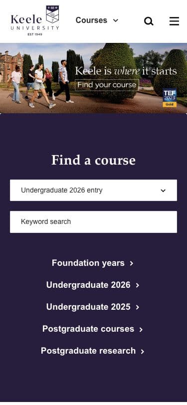 Keele University - Mobile screenshot