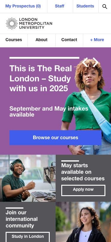 London Metropolitan University - Mobile screenshot