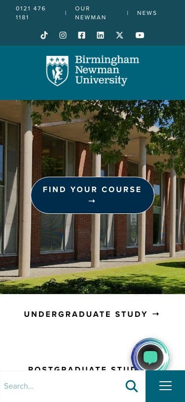 Newman University, Birmingham - Mobile screenshot