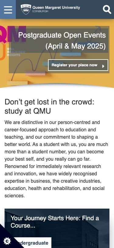 Queen Margaret University, Edinburgh - Mobile screenshot