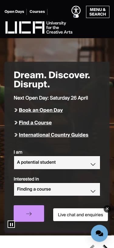 University for the Creative Arts - Mobile screenshot