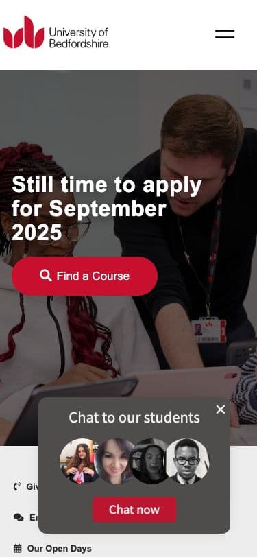 University of Bedfordshire - Mobile screenshot