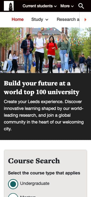 University of Leeds - Mobile screenshot