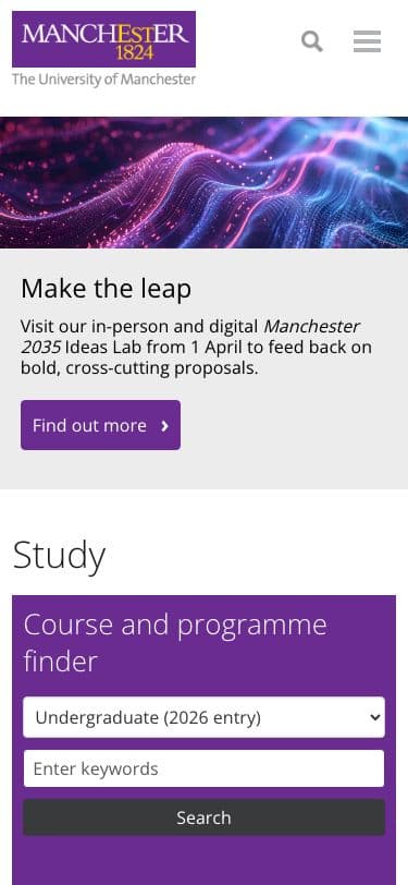 University of Manchester - Mobile screenshot