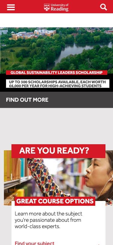 University of Reading - Mobile screenshot