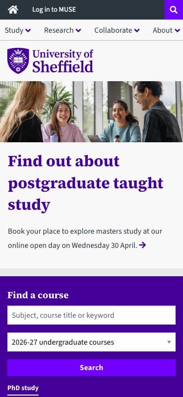 University of Sheffield - Mobile screenshot
