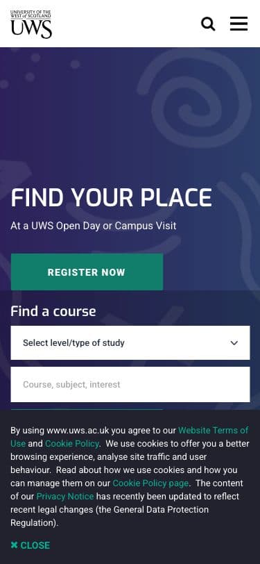 University of the West of Scotland - Mobile screenshot