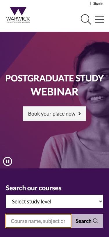 University of Warwick - Mobile screenshot