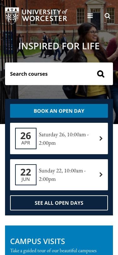 University of Worcester - Mobile screenshot